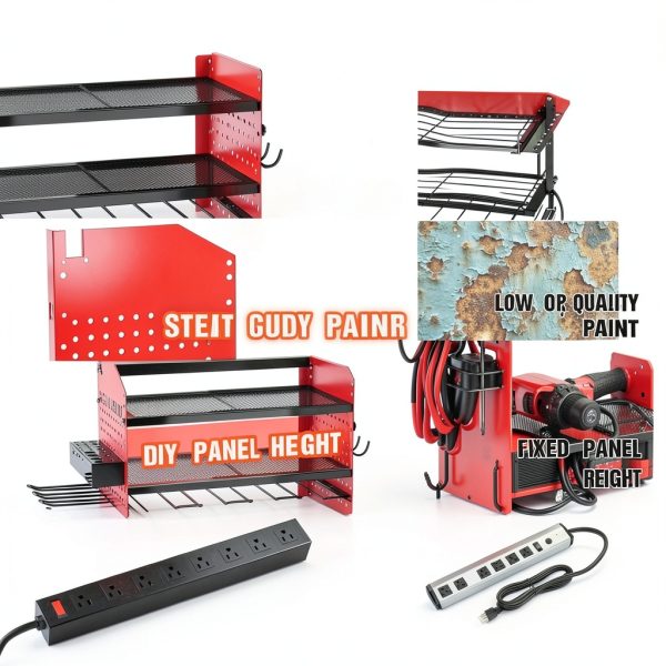 Veitorld Garage Tool Organizer Wall Mount Stainless Steel-3