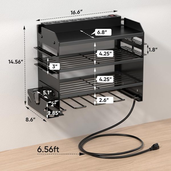 POKIPO Wall Mount Tool Organizer Charging Station Black-4