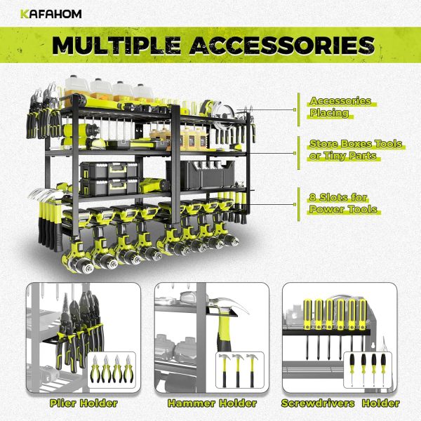 KAFAHOM 4 Tier Tool Organizer Wall Mount Garage Storage-1