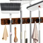AceMining Wood Broom Holder Wall Mounted Detachable Storage-0