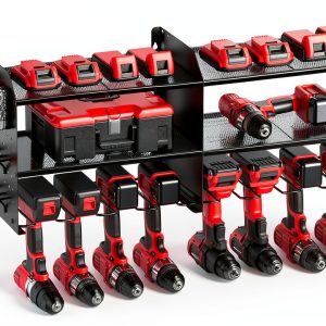 TRZZ Wall Mount Tool Organizer Black Steel Garage Storage-0