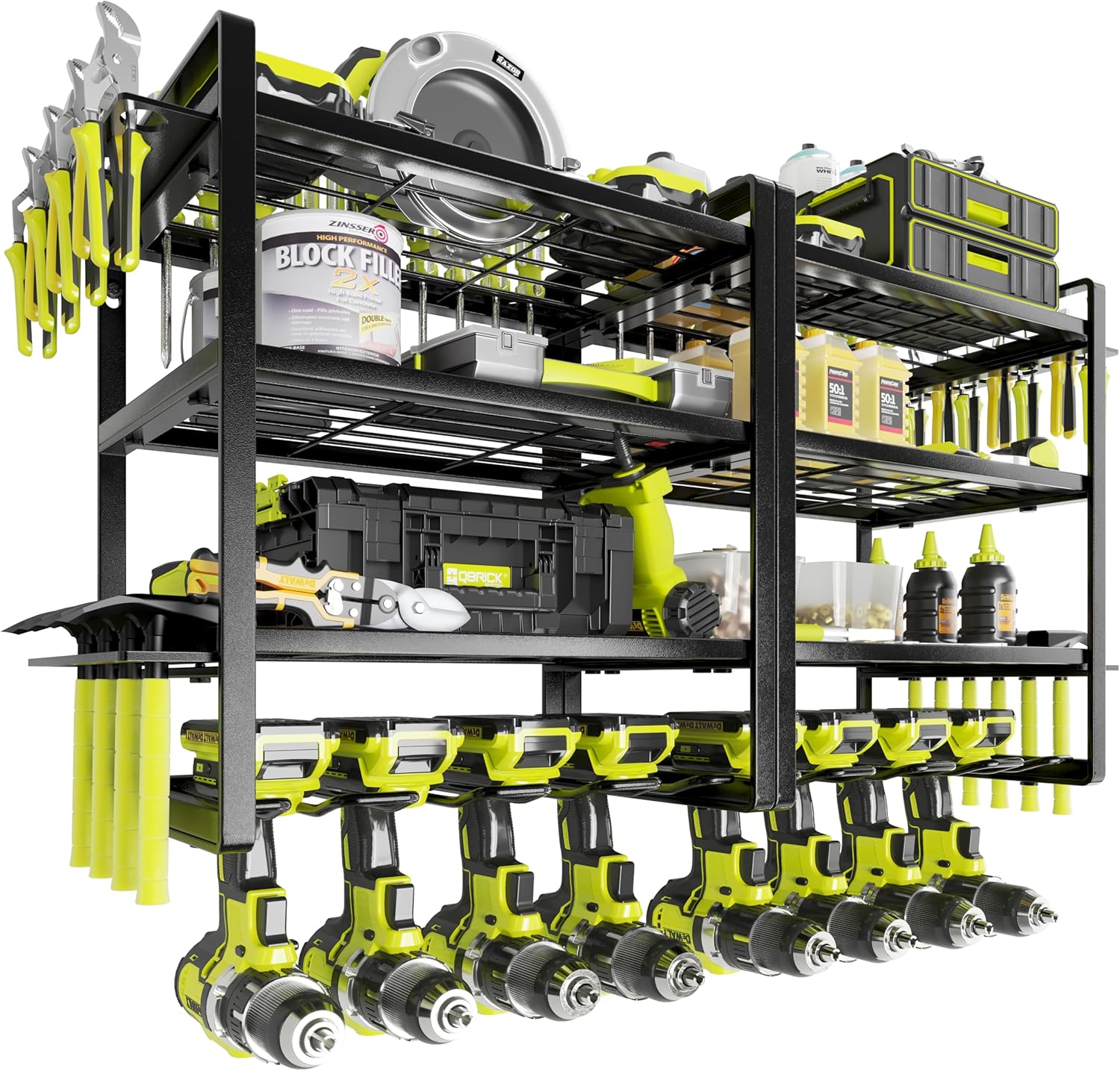KAFAHOM 4-tier tool organizer mounted on a garage wall