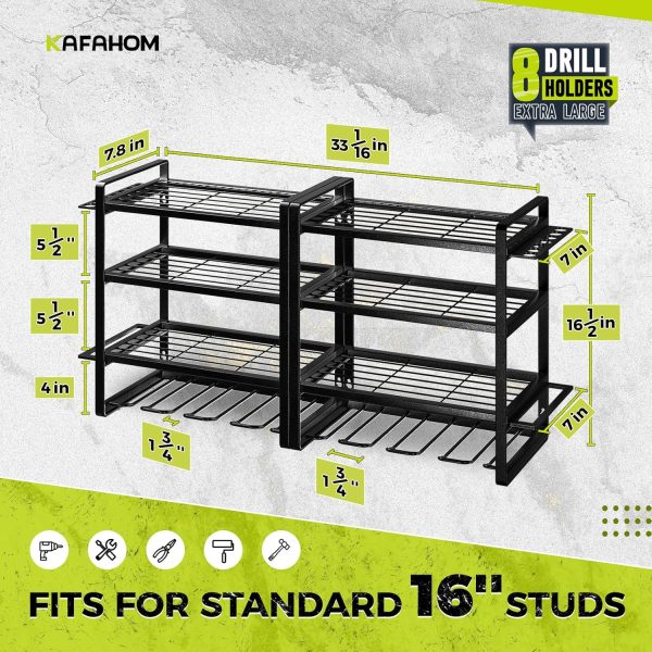 KAFAHOM 4 Tier Tool Organizer Wall Mount Garage Storage-4