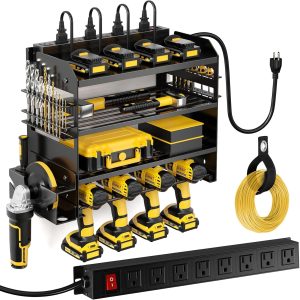 POKIPO Wall Mount Tool Organizer Charging Station Black-0