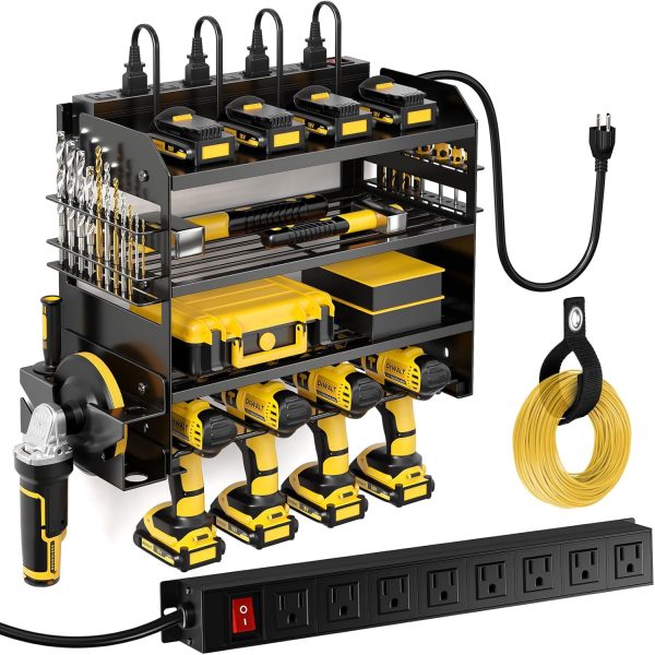 POKIPO Wall Mount Tool Organizer Charging Station Black-0