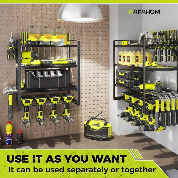 KAFAHOM 4 Tier Tool Organizer Wall Mount Garage Storage-5