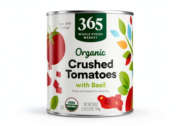 365 Organic Crushed Tomatoes Basil Canned Grocery Food-0