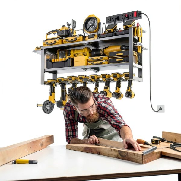 Spampur Garage Tool Organizer Black Steel Wall Mount-3