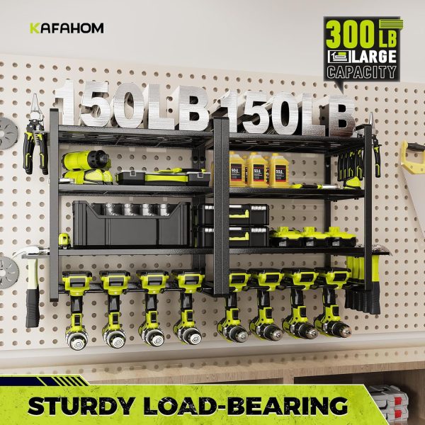 KAFAHOM 4 Tier Tool Organizer Wall Mount Garage Storage-2