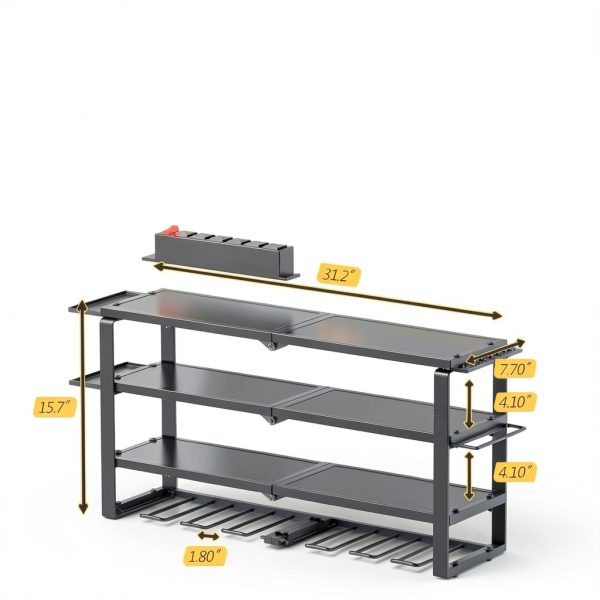 Spampur Garage Tool Organizer Black Steel Wall Mount-4