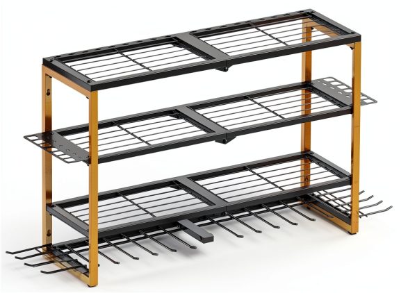 CCCEI Yellow Metal Wall Mount Tool Organizer 4 Shelves-6