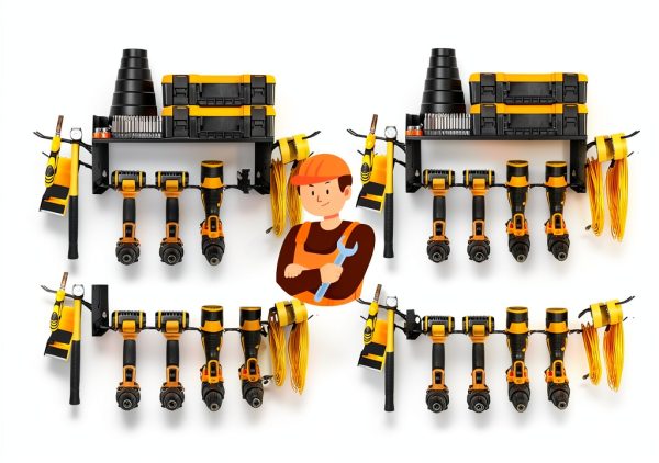 TRZZ Wall Mount Tool Rack Alloy Steel Garage Storage-5