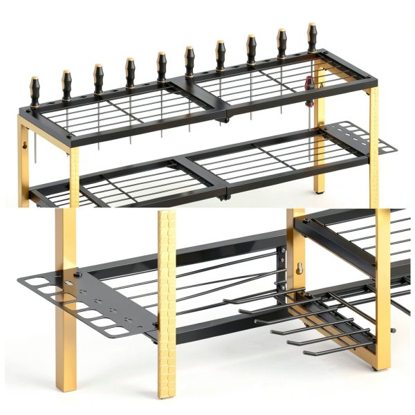 CCCEI Yellow Metal Wall Mount Tool Organizer 4 Shelves-4