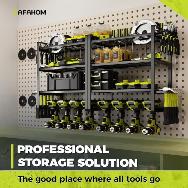 KAFAHOM 4 Tier Tool Organizer Wall Mount Garage Storage-3