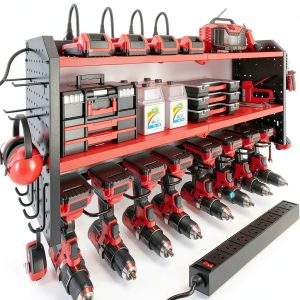 KAFAHOM Tool Rack Wall Mount Alloy Steel 8 Drill Holder-0