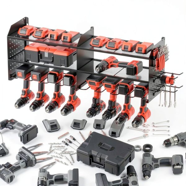 TRZZ Wall Mount Tool Organizer Black Steel Garage Storage-2