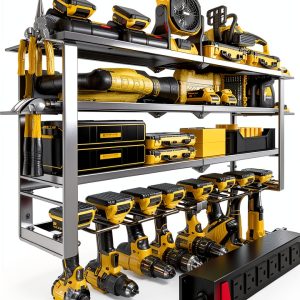 Spampur Garage Tool Organizer Black Steel Wall Mount-0