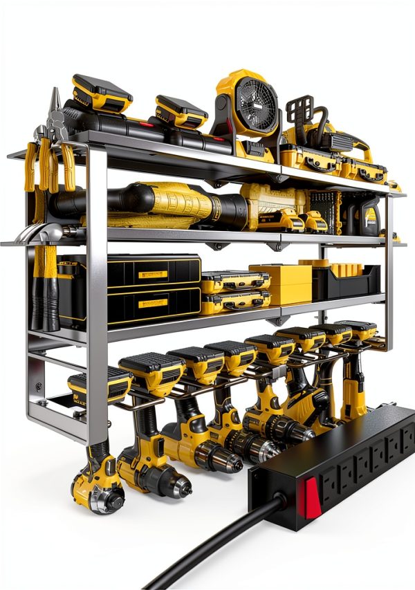 Spampur Garage Tool Organizer Black Steel Wall Mount-0