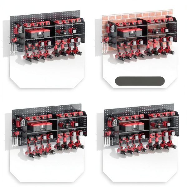 TRZZ Wall Mount Tool Organizer Black Steel Garage Storage-5