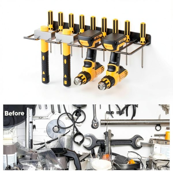 POKIPO Garage Tool Rack Alloy Steel Rust Resistant Wall-4