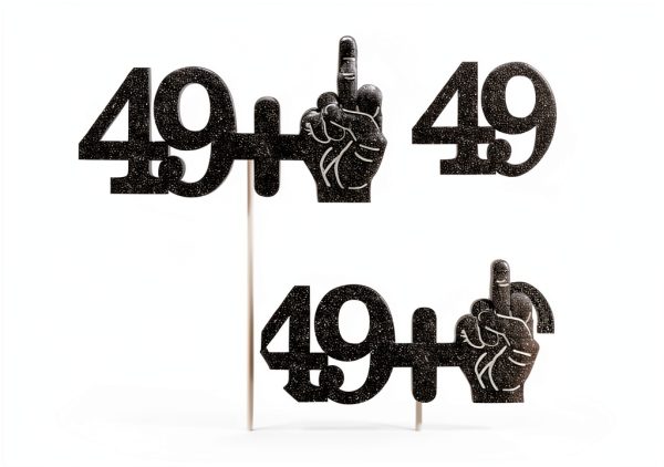 50th Birthday Cake Topper Black Card Stock-2