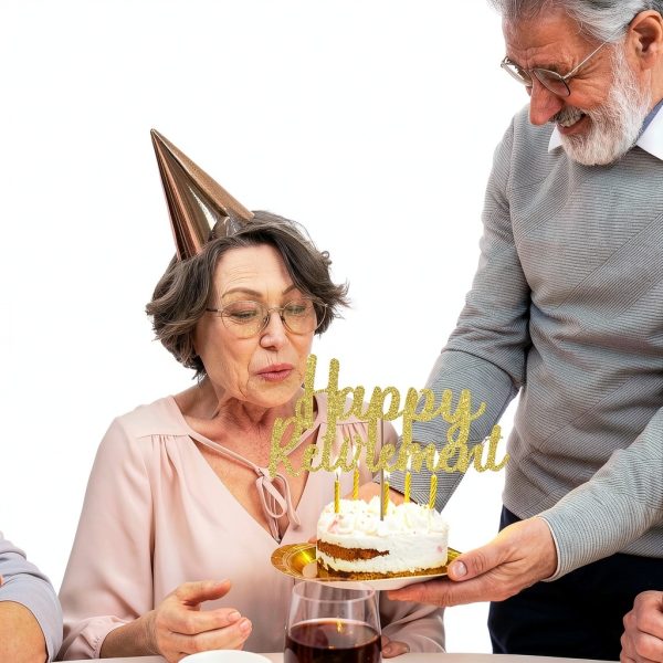 SUWOW Glitter Retirement Cake Topper Premium Cardstock No Shed-6