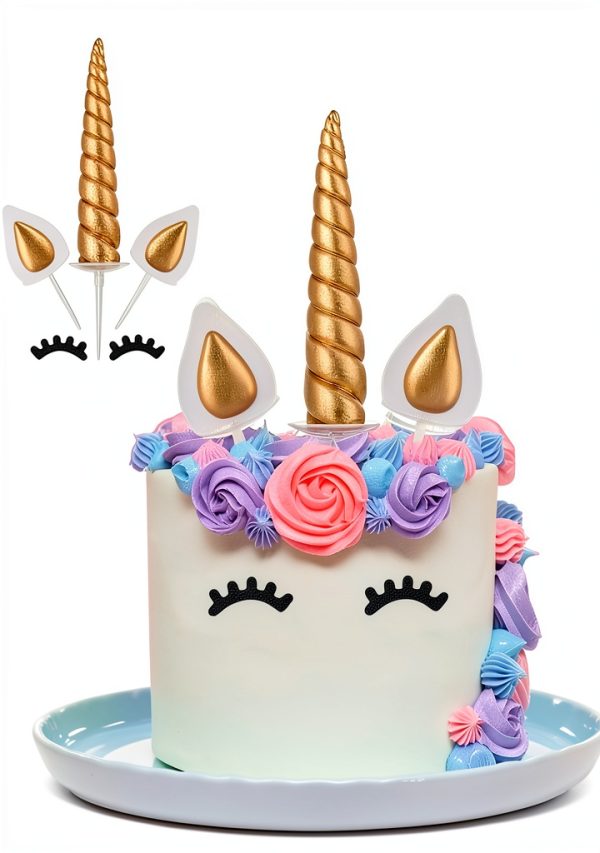 Unicorn Cake Topper Kit by YL531647 Soft Ceramic 4" Horn & 2" Ears-0