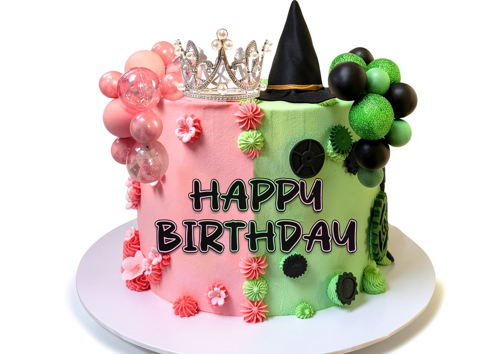 Foam cake kit displayed on a decorated birthday cake