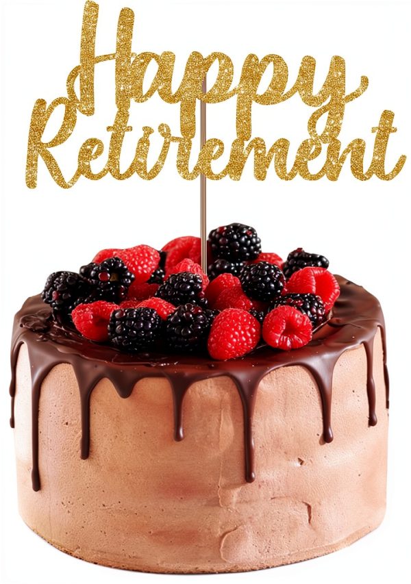 SUWOW Glitter Retirement Cake Topper Premium Cardstock No Shed-0