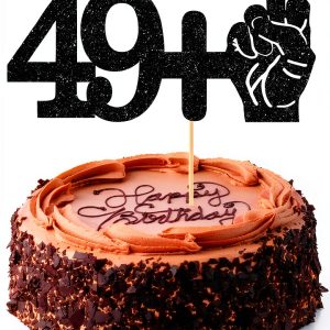 50th Birthday Cake Topper Black Card Stock-0
