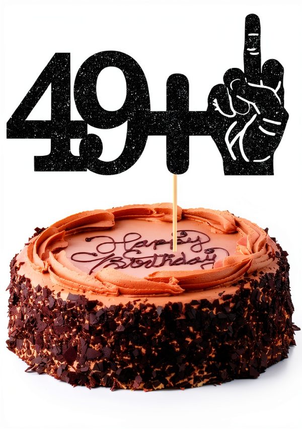 50th Birthday Cake Topper Black Card Stock-0