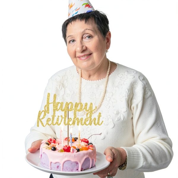 SUWOW Glitter Retirement Cake Topper Premium Cardstock No Shed-4