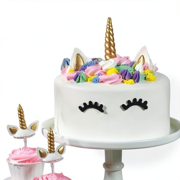 Unicorn Cake Topper Kit by YL531647 Soft Ceramic 4" Horn & 2" Ears-4