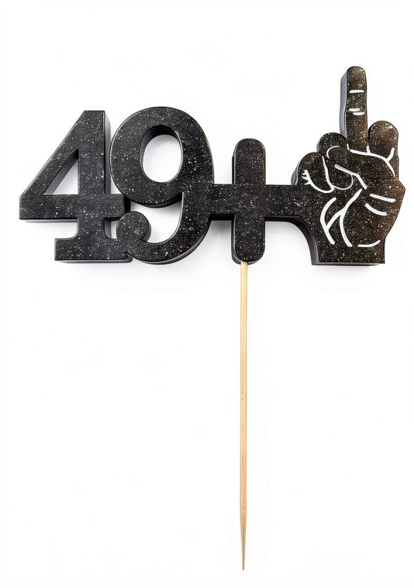 50th Birthday Cake Topper Black Card Stock-1