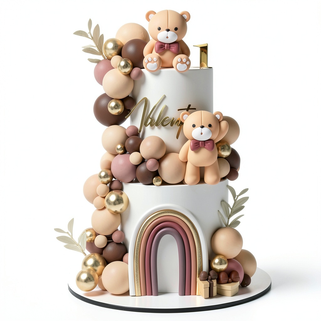 Bear cake decoration set displayed on a birthday cake