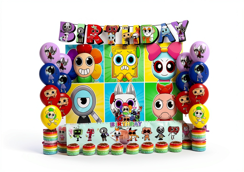 Lemoneon Dandy cake decoration set displayed on a birthday cake
