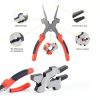 6Pcs Industrial Slag Removal Welding Tools Set - Includes 10 Inch Hammer, 8 Inch Pliers, Wire Brush, Gloves, Wire Gauge, Thickness Gauge - Black, Red, Brown - 0.45kg-3