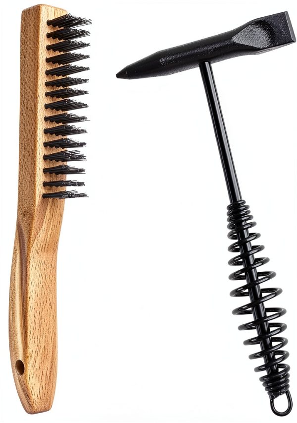 Welding Chipping Hammer 10.5" Ceekeer Spring Handle 9.5" Brush-0