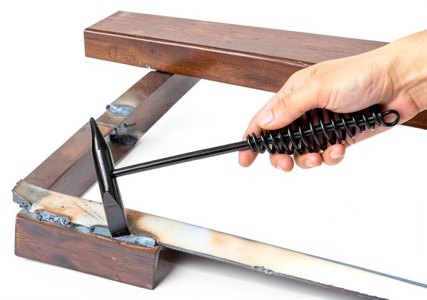 Welding Chipping Hammer with Coil Spring Handle, Wire Brush by-2