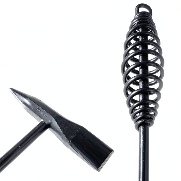 Welding Chipping Hammer with Coil Spring Handle, Wire Brush by-1